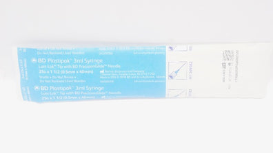 BD 309582 Luer-Lok Syringe 3mL w/PrecisionGlide Ndle 25 G x 1-1/2In